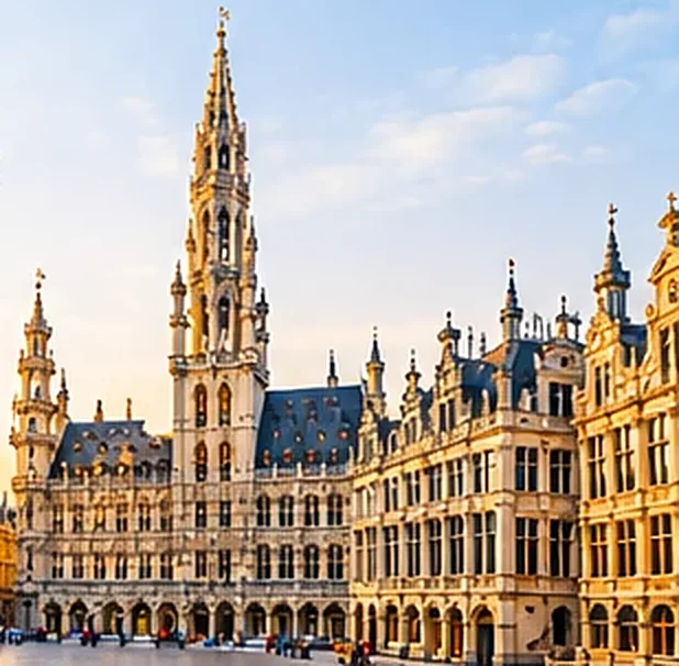 Brussels town hall and guild houses on the Grand Place