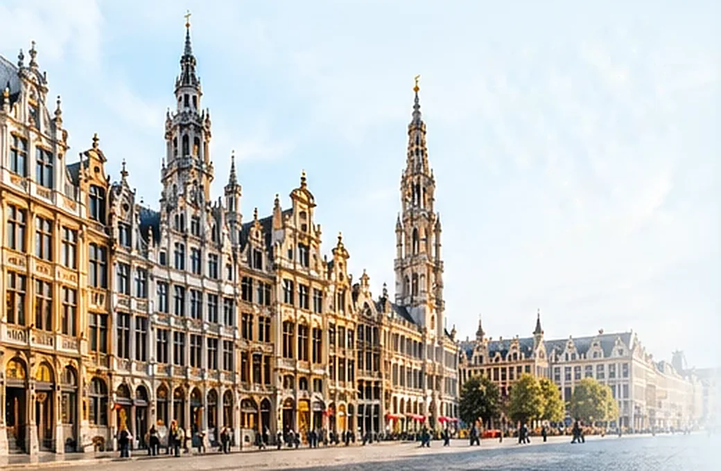 The Grand Place in Brussels with the town hall spire
